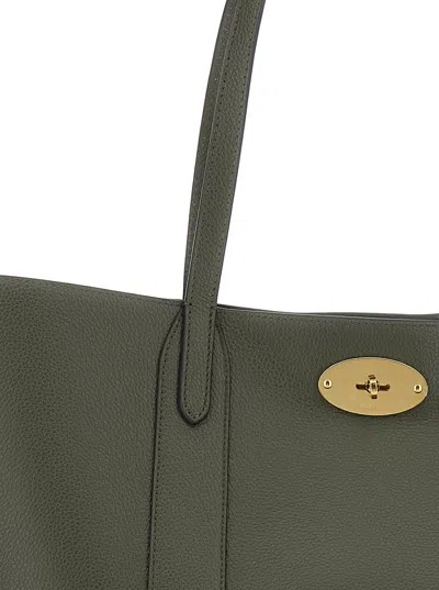 Mulberry Bayswater Green Tote Bag With Front Turn-lock Closure In Leather Woman