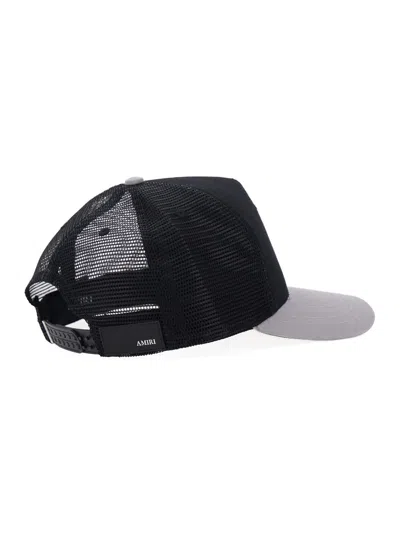 Amiri Men Black Baseball Cap With Front Logo And Mesh Inserts In Cotton Man In Black