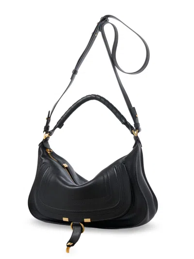 Chloé Small Leather Marcie Shoulder Bag In Black