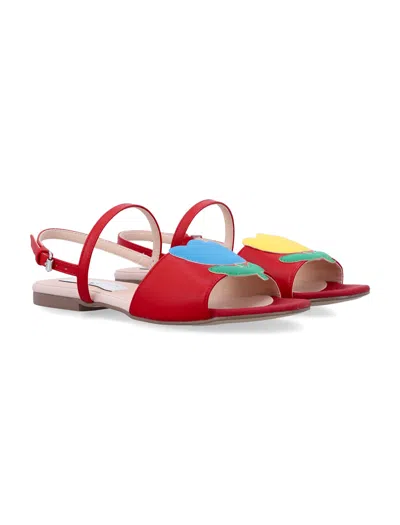 Stella Mccartney Round-toe Flat Sandals In Red