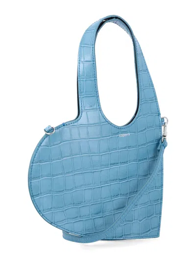 Coperni Croco Mini Heart Tote In Blue