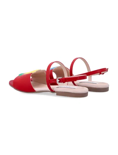 Stella Mccartney Round-toe Flat Sandals In Red