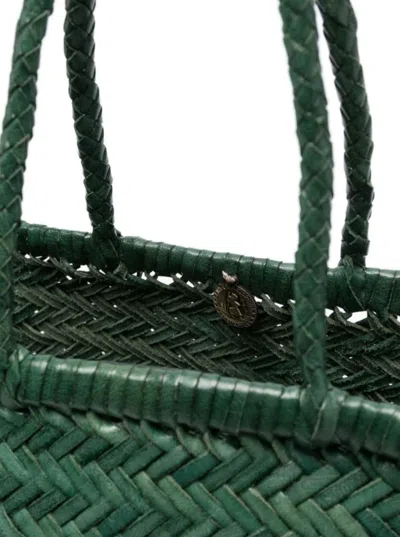 Dragon Diffusion Triple Jump Green Handbag With Two Top Handles And Woven Design In Leather Woman In Green