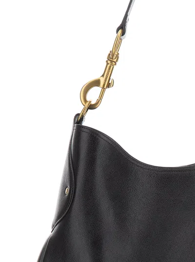 Mulberry Hackney Black Shoulder Bag With Shoulder Strap With Snap Hook In Leather Woman In Black
