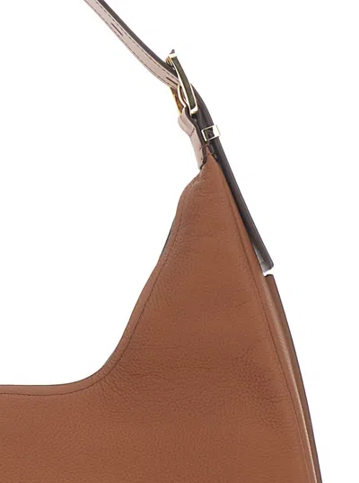 Michael Michael Kors Nolita Large Brown Shoulder Bag With Logo Lettering On The Front In Leather Woman In Brown