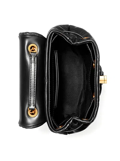 Tory Burch Kira Black Backpack With Metallic Logo Plate On The Front In Quilted Leather Woman In Black