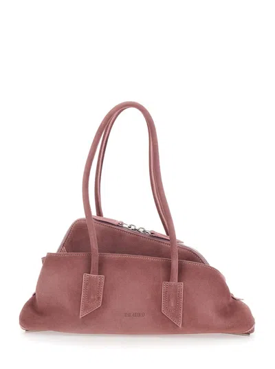 Attico La Passeggiata Small Pink Shoulder Bag With Two Top Handles In Suede Woman In Pink