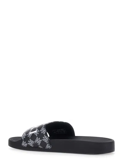 Amiri Men Black Sandals With Logo Lettering On The Front In Rubber Man In Black