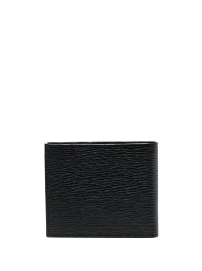 Ferragamo Revival Gancini Bifold Wallet In Hammered Leather Man In Black