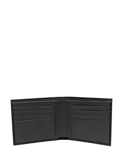 Ferragamo Revival Gancini Bifold Wallet In Hammered Leather Man In Black
