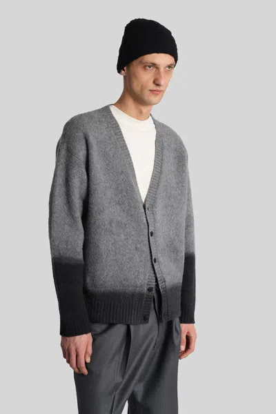 Paura Radmin Cardigan In Grey Wool In Gray