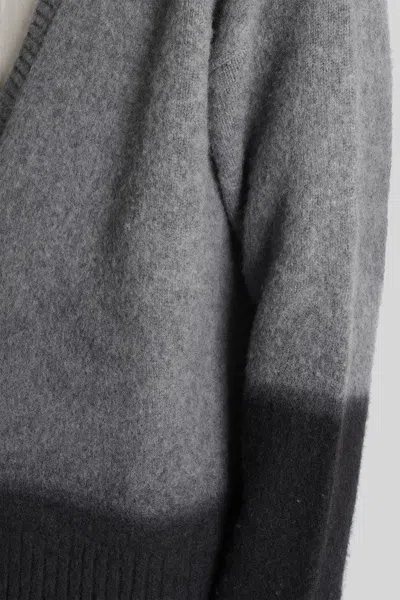 Paura Radmin Cardigan In Grey Wool In Gray