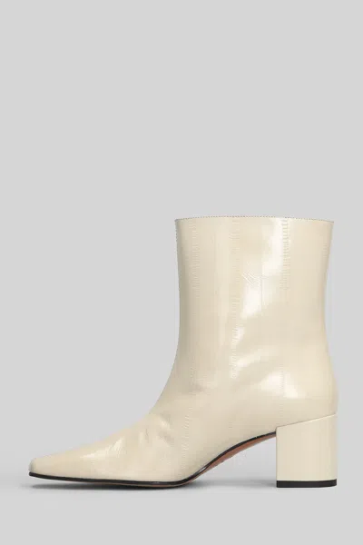 Aldo Castagna Sandy High Heels Ankle Boots In Beige Leather In Neutral