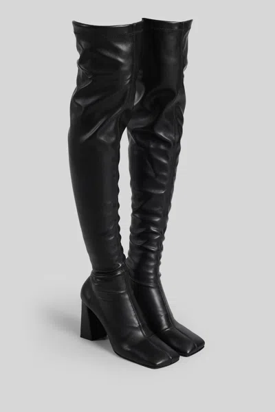 Aldo Castagna Laurene High Heels Boots In Black Leather In Black