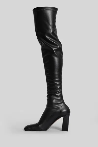 Aldo Castagna Laurene High Heels Boots In Black Leather In Black