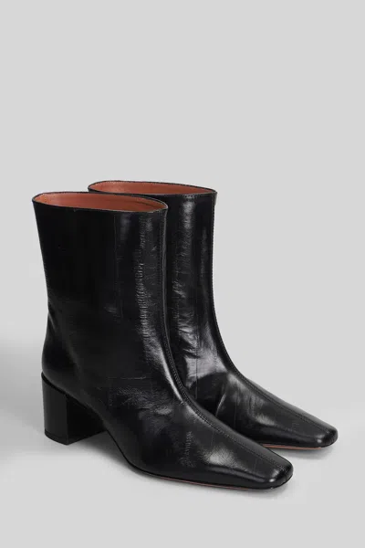 Aldo Castagna Sandy High Heels Ankle Boots In Black Leather In Black