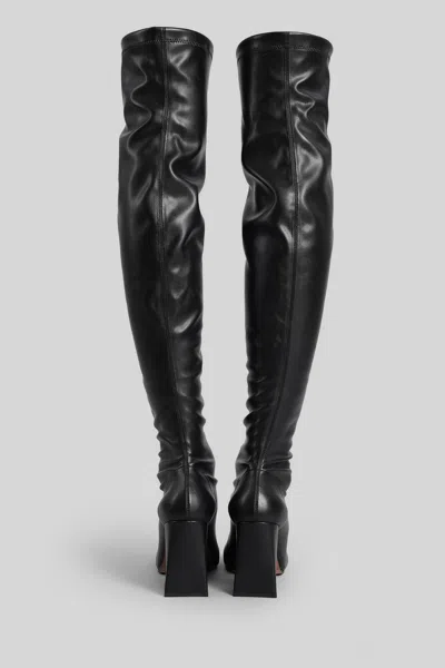 Aldo Castagna Laurene High Heels Boots In Black Leather In Black