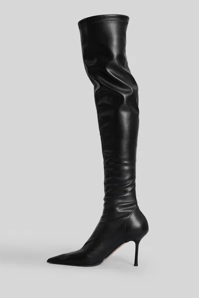 Aldo Castagna Marlene High Heels Boots In Black Leather In Black