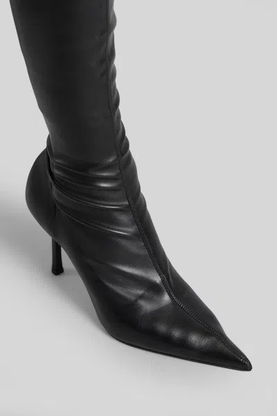 Aldo Castagna Marlene High Heels Boots In Black Leather In Black