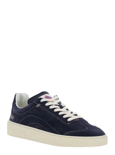 Dsquared2 Blue Low Top Sneakers With Logo Patch On The Tongue And Logo Lettering On The Heel In Suede Man In Blue