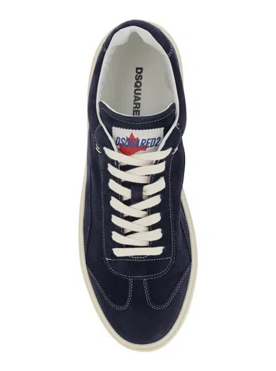 Dsquared2 Blue Low Top Sneakers With Logo Patch On The Tongue And Logo Lettering On The Heel In Suede Man In Blue