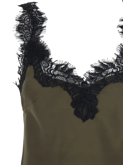 Gold Hawk Megan Green Sleeveless Top With Lace Details In Silk Woman In Green
