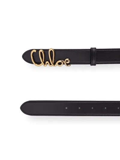 Chloé Iconic Embellished Leather Belt In Black