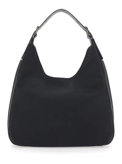 Michael Michael Kors Nolita Large Black Shoulder Bag With Logo Lettering On The Front In Leather Woman In Black