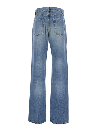 Frame The Stack Blue Jeans With Five-pocket Design And Washed Effect In Denim Woman In Blue