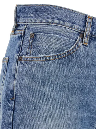 Frame The Stack Blue Jeans With Five-pocket Design And Washed Effect In Denim Woman In Blue