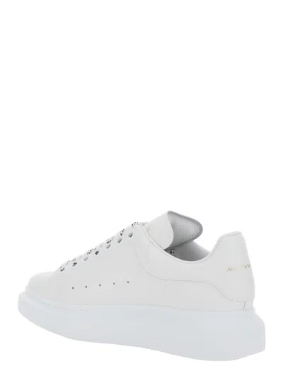 Alexander Mcqueen White Low Top Sneakers With Logo Lettering On Tongue And Heel In Leather Woman In White
