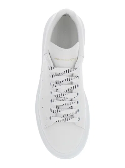 Alexander Mcqueen White Low Top Sneakers With Logo Lettering On Tongue And Heel In Leather Woman In White