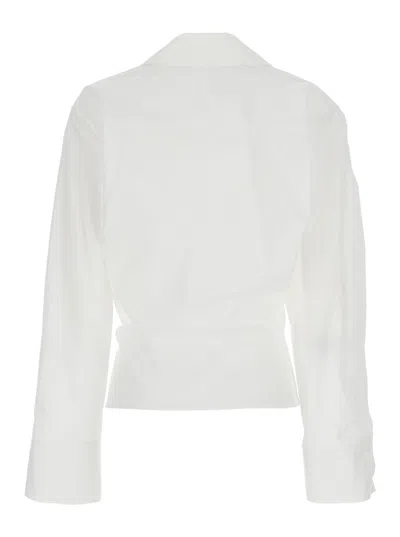 Attico White Shirt With Asymmetric Design And Buttoned Cuffs In Cotton Wo In White
