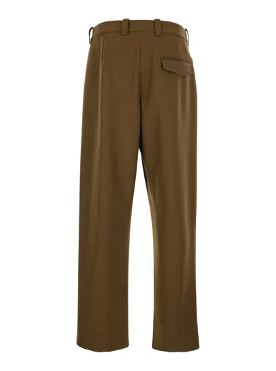 Apc Renato Brown Pants With Front Pences In Wool Blend Man In Brown