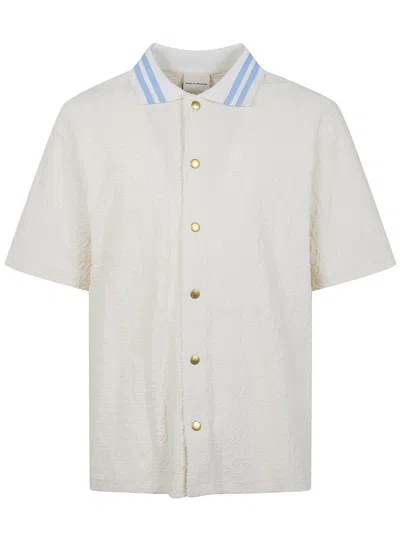 Drôle De Monsieur Monogram Shirt Short Sleeves Gold Buttons In White