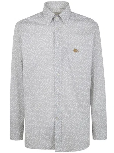 Etro Long Sleeve Shirt Button Down Collar In Brown