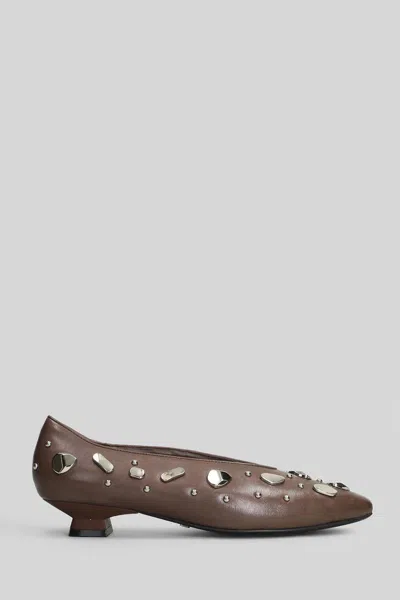 Marc Ellis Embellished Pointed Heeled Pumps In Brown