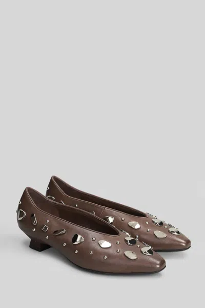 Marc Ellis Embellished Pointed Heeled Pumps In Brown