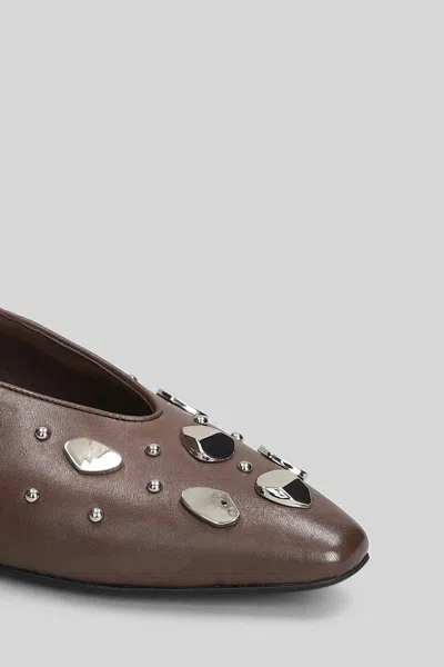 Marc Ellis Embellished Pointed Heeled Pumps In Brown