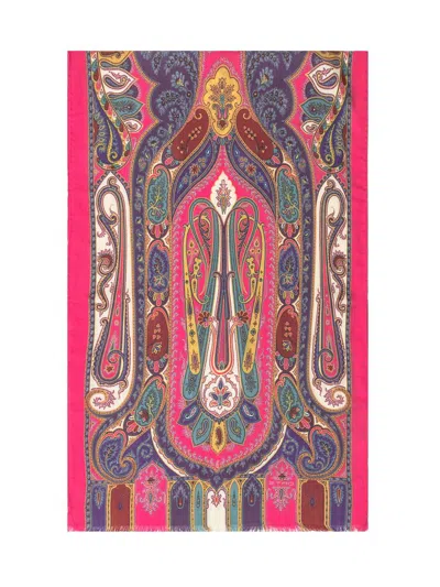 Etro Paisley Scarf In Soft Fabric In Pink