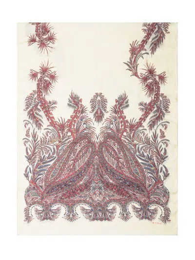 Etro Paisley Scarf In Soft Fabric In Sand