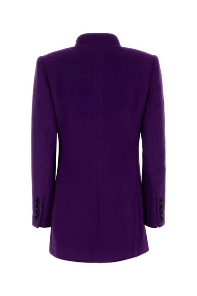 Valentino Wool Blend Blazer Asymmetric Design Bow In Purple