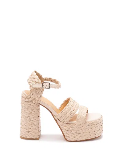 Castaã±er Fresa Raffia Platform Sandals In Neutral