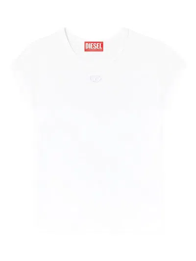 Diesel T-angie Logo-embroidery T-shirt In White