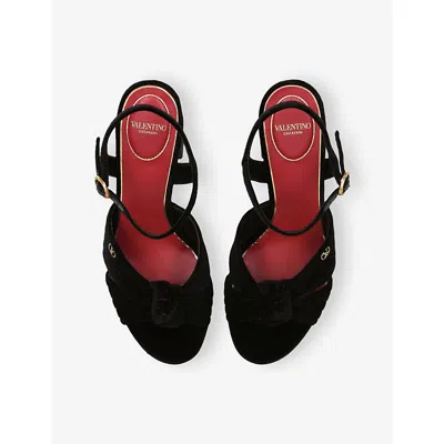 Valentino Womens Black Crasher 125 Velvet Platform Sandals Eur 41 / 8 Uk In Black