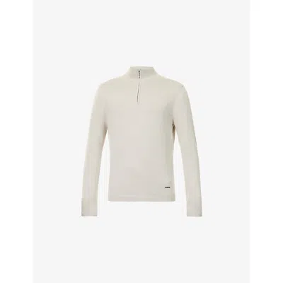 Belier Mens Pebble Funnel-neck Half-zip Knitted Sweater Xxl In Gray