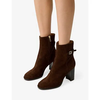 Claudie Pierlot Womens Chocolate Suede Heeled Ankle Boots Eur 39 / 6 Uk In Brown