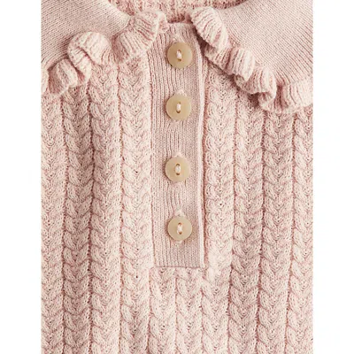 H&m Adorables Orange Dusty Light Collared Cable-knit Cotton Top 4-36 In Orange