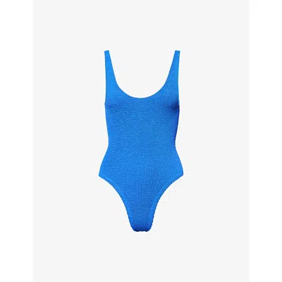 Hunza G Womens Royal Blue Faye Seersucker Swimsuit In Blue