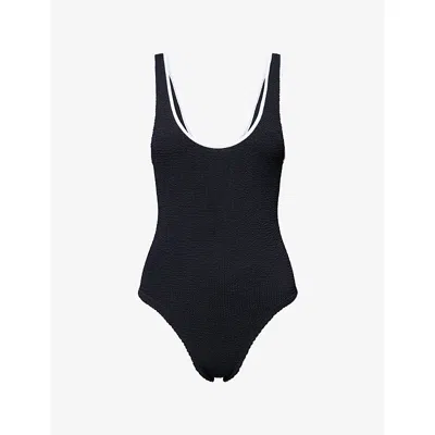 Hunza G Womens Black Faye Seersucker Swimsuit In Black